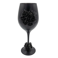 Taça Vidro Preta Pomba Gira Rosas Pretas 490 ml